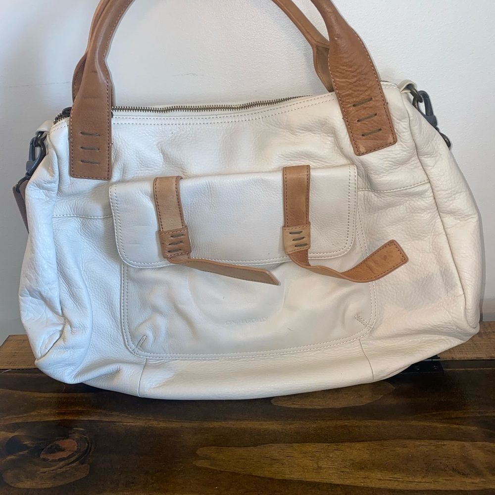 Cynthia Rowley White Tan Genuine Leather Shoulder Crossbody Purse NWT